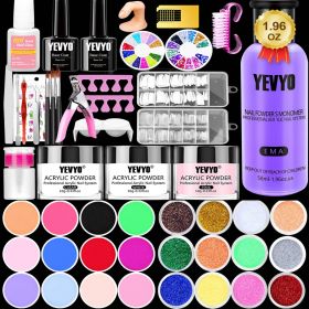 Acrylic Nail Kit, 24 Colors Glitter Acrylic Powder And Liquid Monomer Set