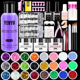 Professional Acrylic Nail Kit,24 Color Glitter Acrylic Powder Monomer Liquid Set