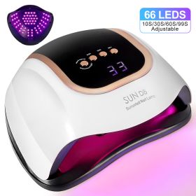 UV LED Nail Lamp, Nail Dryer For Gel Polish, 3 Timers Curing Lamp Professional Nail Light, 66Pcs Uv Beads And Automatic Sensor (Color: White)