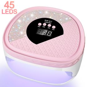UV Nail Dryer Gel Nail Lamp, LED Light For Gel Polish-4 Timers Professional Nail Art Accessories Nail Lamp With 42 Beads & Touch Display, Shining Crys (Color: Pink)