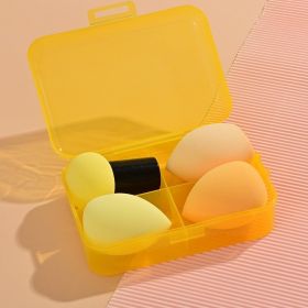 Beauty Egg Drop Gourd Diagonal Cut Powder Puff Super Soft And Snug, No Powder To Eat Makeup Egg Mushroom Head Set (Color: Yellow)