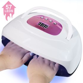 LED UV Lamp Nail Dryer 57 PCS LEDs Fast Drying Nail Gel Polish Manicure Gel Lamp With Motion Sensing LCD Display (Color: Pink)