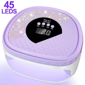 UV Nail Dryer Gel Nail Lamp, LED Light For Gel Polish-4 Timers Professional Nail Art Accessories Nail Lamp With 42 Beads & Touch Display, Shining Crys (Color: Purple)