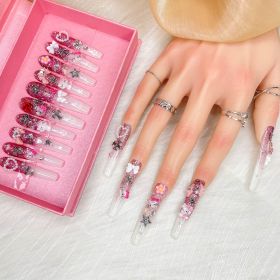 Gddsha 2025 10PCS Long Novel Design And Reusable Handmade Nails 10PCS Pmma Acrylic Nails Press OnNails Kit With Box Gifts For Women,Pink Mirage (Option: M)