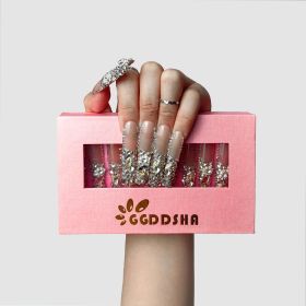 GGddsha 2024 New PMMA Acrylic Press On Nails StunningBling Nails, Rhinestone Fake Nails, Glitter Rhinestone NailsGradient Fake NailsCrystal Cascade (Option: M)