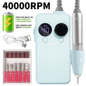 40000RPM Nail Drill Professional Cordless Electric Nail Drill Machine Rechargeable Portable Acrylic Gel Grinder Tools With 6 Bits And Sanding Bands Fo (Color: Blue)